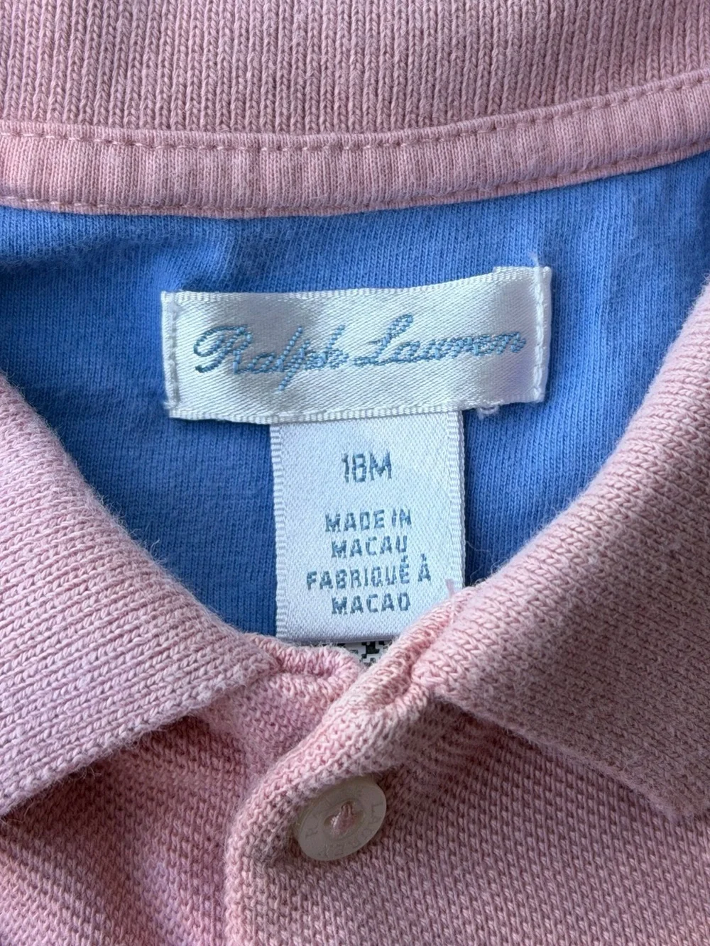 Ralph Lauren Baby Color Block Piqué Bubble Romper Pink Multicolor Pony 18M